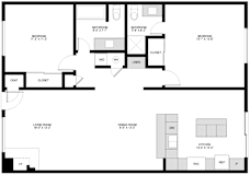 A black and white image of a floor plan for a house.