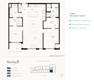A floor plan of a two-bedroom apartment with a detailed layout including a living room, kitchen, and bathroom.