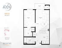 1 bedroom 1 bath Floorplan B Floorplan at The Axis