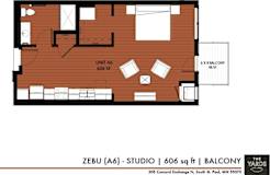 a floor plan a studio apartment at The Yards and Backyards, Minnesota, 55075