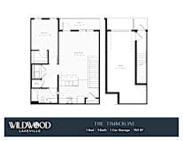 1 bed one bathroom floorplan with garage at Wildwood Lakeville Apartments, Lakeville, Minnesota