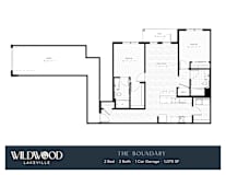 2 bed 2 bath floorplan with patio at Wildwood Lakeville Apartments, Minnesota