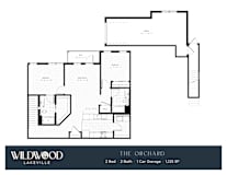 Two bedroom two bathroom floorplan with balcony at Wildwood Lakeville Apartments, Minnesota