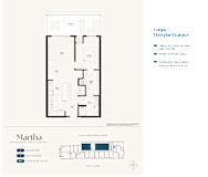 A floor plan of a house named Martha with a description of its unique features.