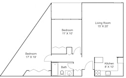 1 bedroom 1  bath  A Floor plan at Hillsborough Apartments, Roseville, 55113