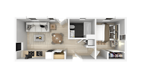 One Bed Floorplan at 888 Fourth Street Apartments, LLC, Santa Rosa, 95404