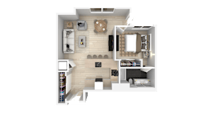 One Bed 1 Bath Floorplan at 888 Fourth Street Apartments, LLC, Santa Rosa