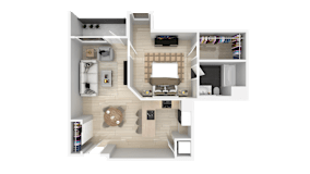 One Bedroom 1 Bath Floorplan at 888 Fourth Street Apartments, LLC, Santa Rosa, 95404