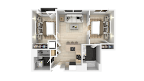 2 Bed Floorplan at 888 Fourth Street Apartments, LLC, Santa Rosa, California