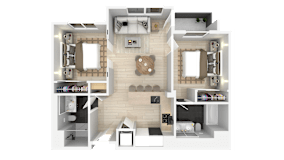 Two Bedroom Floorplan at 888 Fourth Street Apartments, LLC, Santa Rosa, CA, 95404