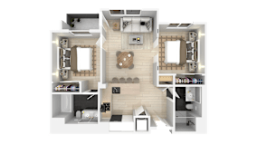 2 Bed 2 Bath Floorplan at 888 Fourth Street Apartments, LLC, Santa Rosa, CA