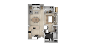 1 Bedroom 1 Bath Floor Plan at Cirrus Redwood City, Redwood City, 94061