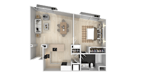 One Bedroom Floor Plan at Cirrus Redwood City, California