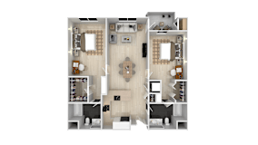 2 Bed 2 Bath Floor Plan at Cirrus Redwood City, Redwood City, CA 94061