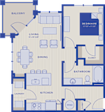 1 bed 1 bath the clover floor plan at Bellary Flats, Summerville, 29486