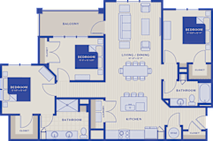 3 bed 2 bath The Flock floor plan at Bellary Flats, South Carolina