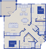 2 bed 2 bath The Merino floor plan at Bellary Flats, Summerville, SC, South Carolina, 29486