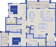 2 bed 2 bath The Pasture floor plan at Bellary Flats, Summerville, South Carolina
