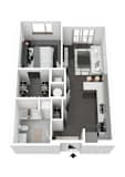 1Bedroom A1 Floor Plan | 600 Sq. Ft. at Metropolis Apartments, Glen Allen Virginia