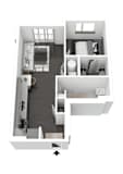 1Bedroom A2 Floor Plan | 630 Sq. Ft. at Metropolis Apartments, Glen Allen