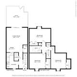 a floor plan of a house with two bedrooms and two bathrooms