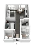 Studio-S1 Floor Plan | 446 Sq. Ft. at Metropolis Apartments, Glen Allen, VA