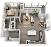 A 16x15 house plan with a living room, dining room, kitchen, and bathroom.
