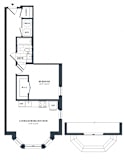 A black and white image of a floor plan for a home.