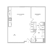 1 bed 1 bath floorplan with balcony at Domain WeHo Apartments, California