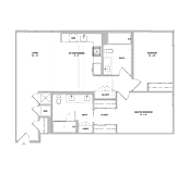 Two bedroom 2 bath floorplan with balcony at Domain WeHo Apartments, California