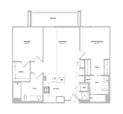 2 bedroom two bathroom floorplan at Domain WeHo Apartments, Santa Monica, CA 90404