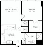 1Bed Floor Plan at The Mitchell , Atlanta