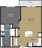 A floor plan of a house with labeled rooms such as RELAX, DREAM, LIVE/DINE, COOK, REFRESH, STYLE, W, D, ENTRY, and REF.