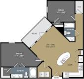 A floor plan of a house with labeled rooms such as RELAX, REFRESH, and COOK.