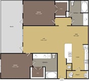 A floor plan of a house with a dining room, kitchen, and living room.