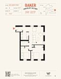 A floor plan for Baker Chocolate Factory apartment 217 at 1220 Adams Street.