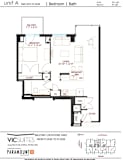 A floor plan for a 2nd-9th floor apartment with 1 bedroom and 1 bathroom.