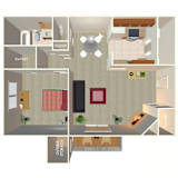 1 Bed 1 Bath Floor Plan at The Pointe, LaVista, NE