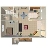 1 Bedroom 1 Bath Floor Plan at The Pointe, LaVista, 68128