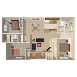 3 Bedroom 2 Bathroom Floor Plan at The Pointe, LaVista, NE