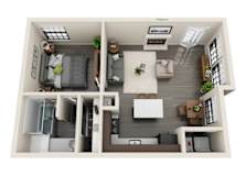 1 bed 1 bath floorplan at Crossings on Marsh Apartments, Dallas