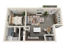 1 bedroom 1 bath floorplan with balcony at Crossings on Marsh Apartments, Texas
