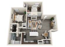 Two bed two bath floorplan at Crossings on Marsh Apartments, Dallas, TX