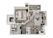 One bed one bathroom floorplan at Ashwood Park Apartments, Dallas, TX