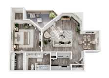 2 bed 2 bath floorplan at Ashwood Park Apartments, Dallas, Texas
