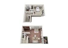 One bed one bath floorplan with walk-in closet at Autumn Chase Apartments, Texas, 78666