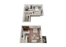 One bedroom one bath floorplan at Autumn Chase Apartments, San Marcos, TX 78666