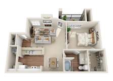 One bedroom 1 bath floorplan at Indian Creek Apartments, Waxahachie, TX