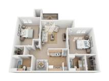 2 bedroom two bathroom floorplan at La Calera Apartments, Texas, 78232