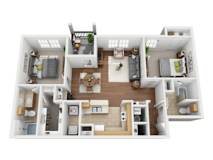 Two bedroom 2 bath floorplan at Riviera Apartments, Texas, 76708